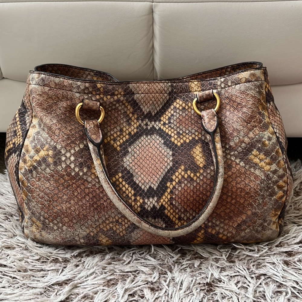 Prada Python Snake Pattern Large Leather Tote Bag - image 5